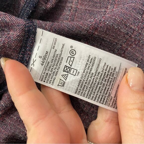 Banana Republic Navy Plaid Sheath Work Dress Ruffle Hem Elegant Office Sz 6 - Picture 10 of 11